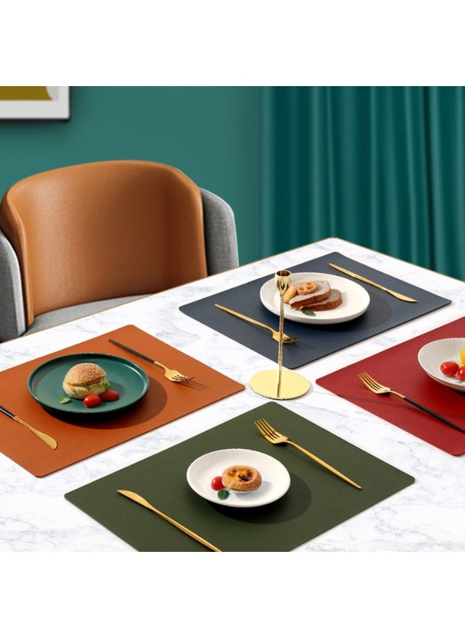 NIBEMINENT 2pcs Waterproof Square Table Mat With Non-slip Granular Leather  - Image 2