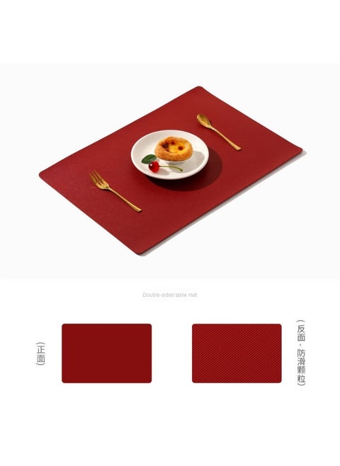 2pcs Waterproof Square Table Mat With Non-slip Granular Leather