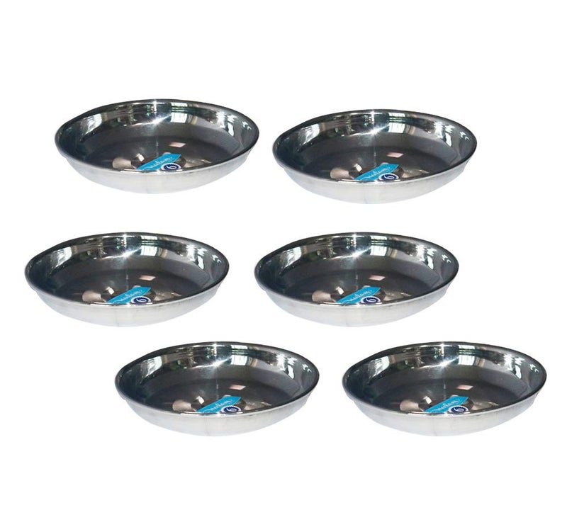 Neelam Stainless Steel 55 22 Gauge Diamond Small Halwa Plate 11 cm Set of 12 Snacks Plate Dessert Plates Multipurpose Plate for Kitchen Side Dish Quarter Plates Round Shape Silver
