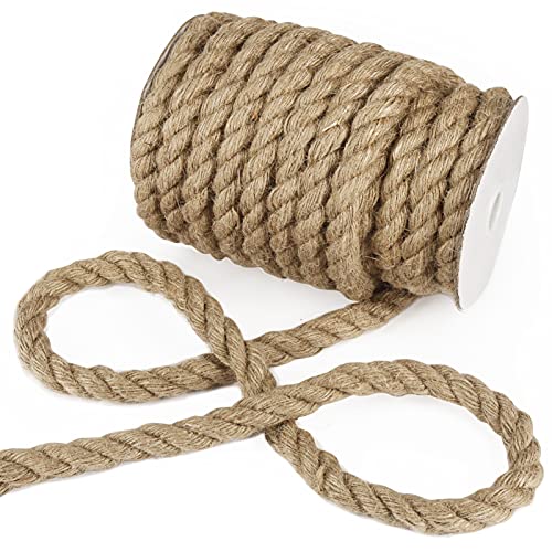Tenn Well 12 inch Jute Rope 33 Feet 14mm Thick Twine Rope for Crafting Gardening Home Decor Farmhouse Decor Cat Scratching Post