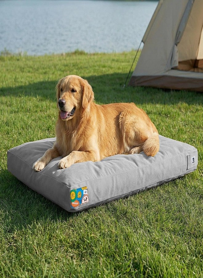 Sytopia 42 Inch Durable Canvas Outdoor Dog Bed for Extra Large Dogs, Waterproof Washable Removable Cover, Indoor Patio Pet Pad for Crate, Light Grey - Image 1