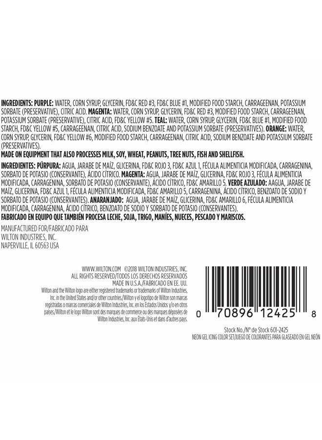 Wilton Neon Food Coloring Gel Icing Color Set, Vibrant Gel-Based Cake & Cookie Decorating Colors, Magenta, Orange, Teal & Purple, 4-count - Image 4