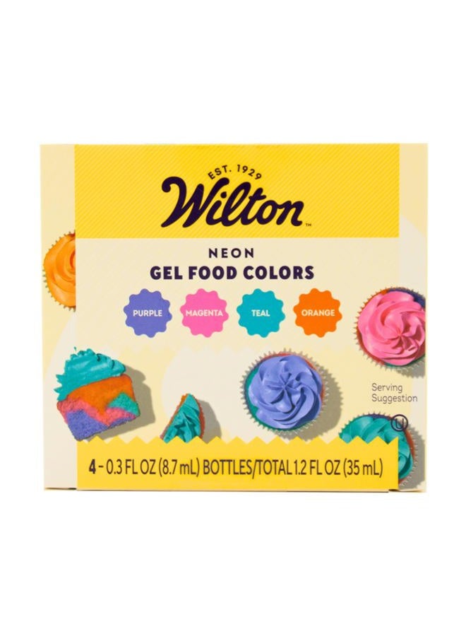 Wilton Neon Food Coloring Gel Icing Color Set, Vibrant Gel-Based Cake & Cookie Decorating Colors, Magenta, Orange, Teal & Purple, 4-count - Image 1