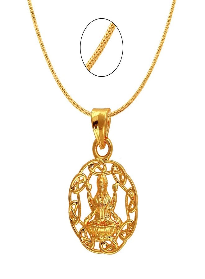Mahi Exa Collection Laxmi Circle Gold Plated Religious God Pendant with Chain for Men & Women PS6012002G - Image 2
