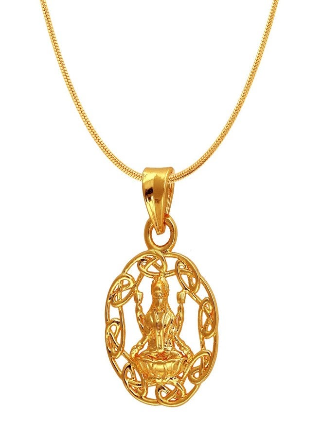 Mahi Exa Collection Laxmi Circle Gold Plated Religious God Pendant with Chain for Men & Women PS6012002G - Image 1