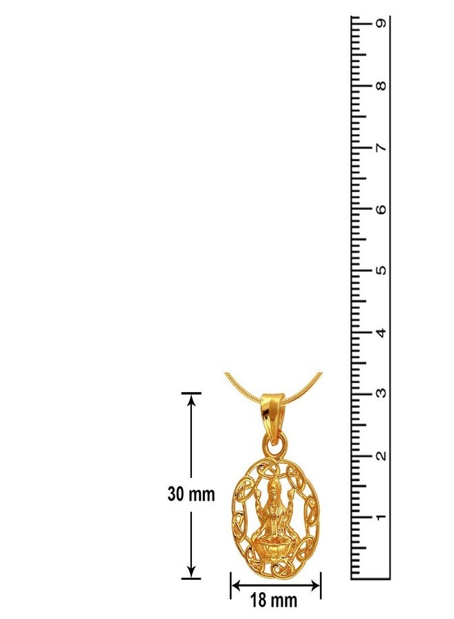 Mahi Exa Collection Laxmi Circle Gold Plated Religious God Pendant with Chain for Men & Women PS6012002G - Image 4
