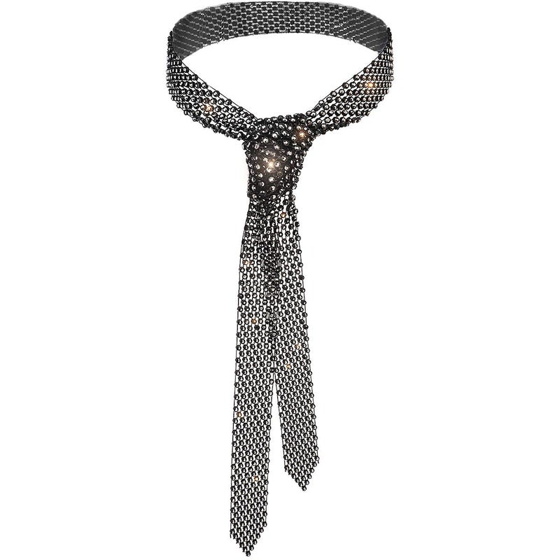 Glamorstar Rhinestone Neck Tie Gift for Women Black - Image 1