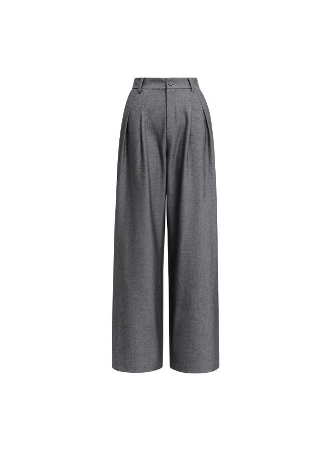 Yanyee Gray Pants For Women, Autumn Straight-leg Slimming Commuter Professional Versatile Wide-leg Trousers, Gray, L - Image 3