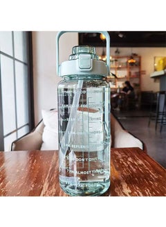 fantasize 2L Large Capacity Water Bottle, Portable Plastic Water Bottle, Sports Water Bottle, With a Pop-up Lid and Time Mark Reminder Cream Cup, Used for Outdoor Sports and Fitness  - Image 1