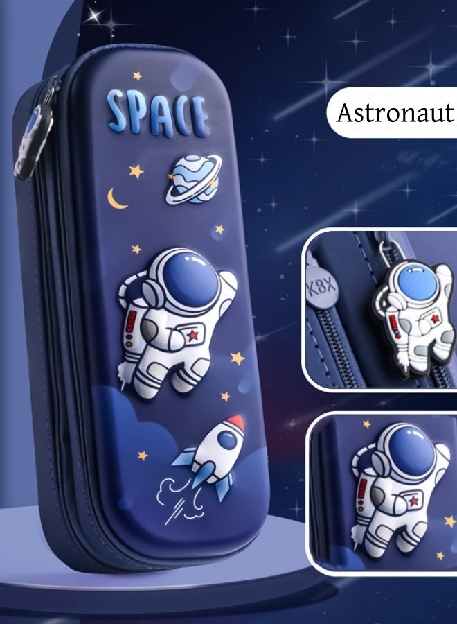 Loquat Boys 3D Double Layer Pencil Case, Navy Blue Organizer For Mechanical Pencils, Colored Pencils, Writing Pencils And Drawing Pencils Or Pens, Zippered Organizer - Image 1