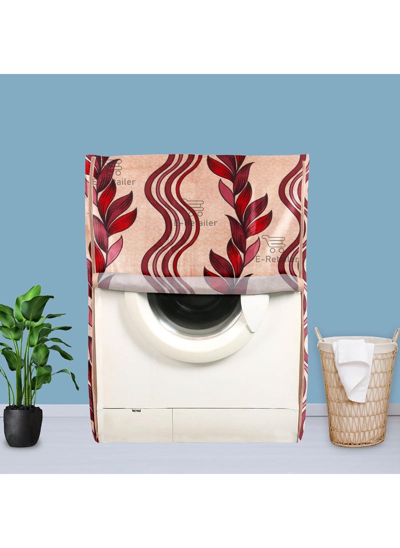 E-Retailer ERetailer Exclusive Polyester Combo Set of 1 Pc Front Load Washing Machine Cover and 1 Pc Foldable Laundry BagColorRed Leaf Set Contains2 Pcs  - Image 2