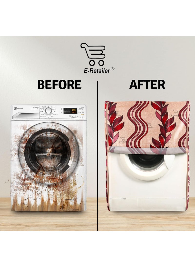 E-Retailer ERetailer Exclusive Polyester Combo Set of 1 Pc Front Load Washing Machine Cover and 1 Pc Foldable Laundry BagColorRed Leaf Set Contains2 Pcs  - Image 4