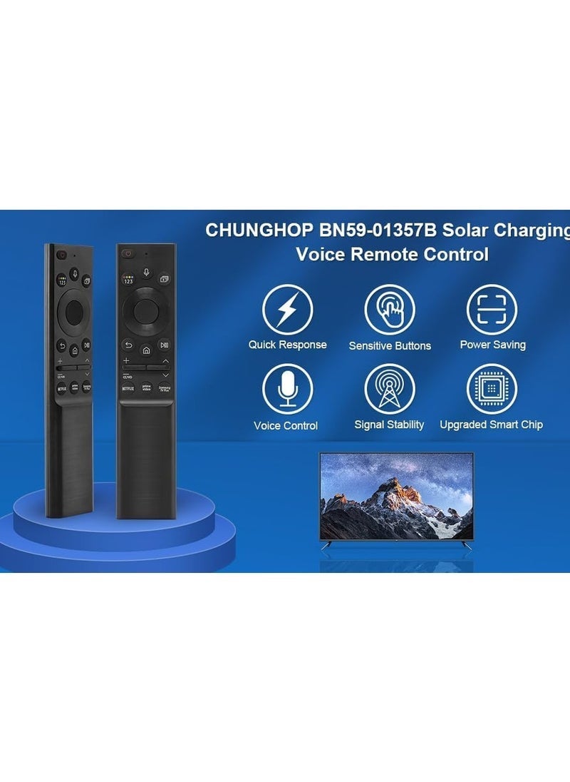 Solar Powered Voice Remote Control BN59-01357 Suitable for Samsung Smart TVs Solar Powered Remote Control with 3 Shortcut Buttons