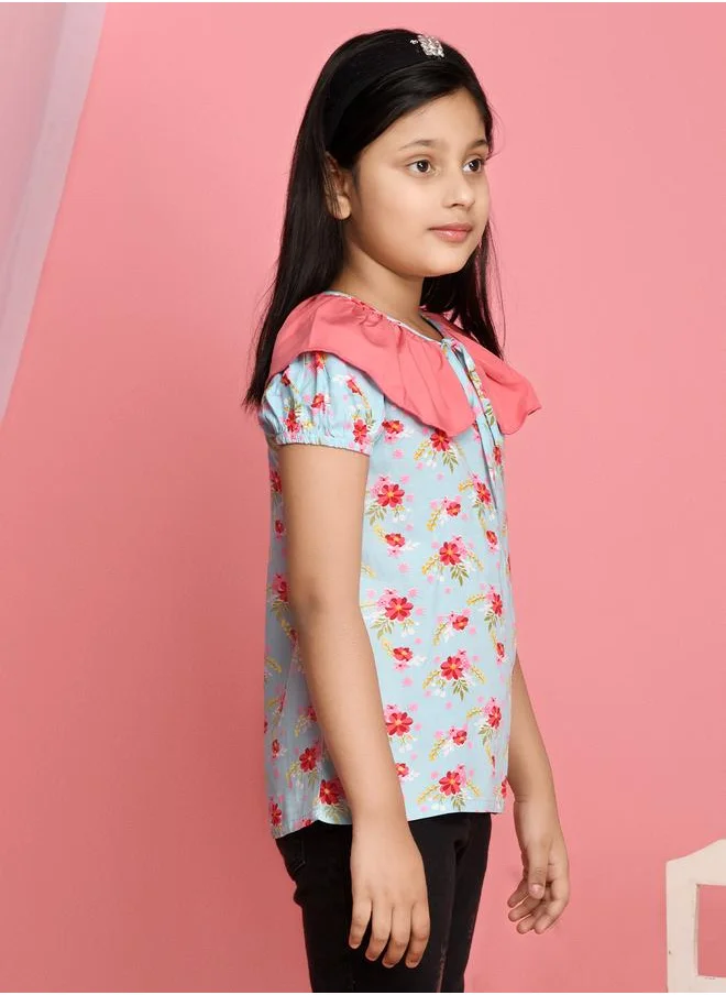 ليل بيكس Floral Printed Peter Pan Collar Top