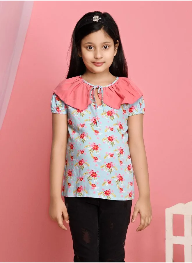 LILPICKS Floral Printed Peter Pan Collar Top