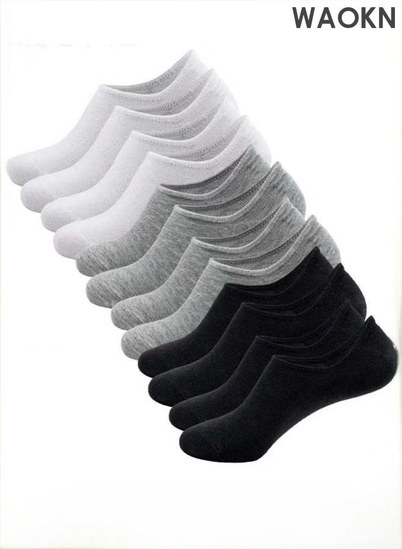 WAOKN No Show Socks Set with 3 Basic Colors, 6 Pairs of Low-cut Liners Socks, Anti-slid Invisible Socks, High-quality Athletic Socks, Quick-drying and sweat-absorbent, simple and casual, not easy to fall off，Easy to Match Different Kinds of Shoes - Image 1