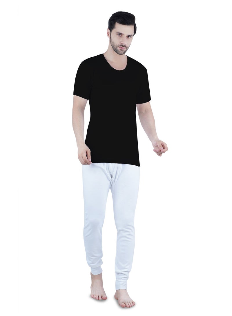WHITE LEAF Men's U-Neck Undershirt Vest Half Sleeve 3PCS Pack – 100% Combed Cotton Breathable Comfortable Innerwear, BK/GYM/NV (WLUNSUG-05-S) - Image 2
