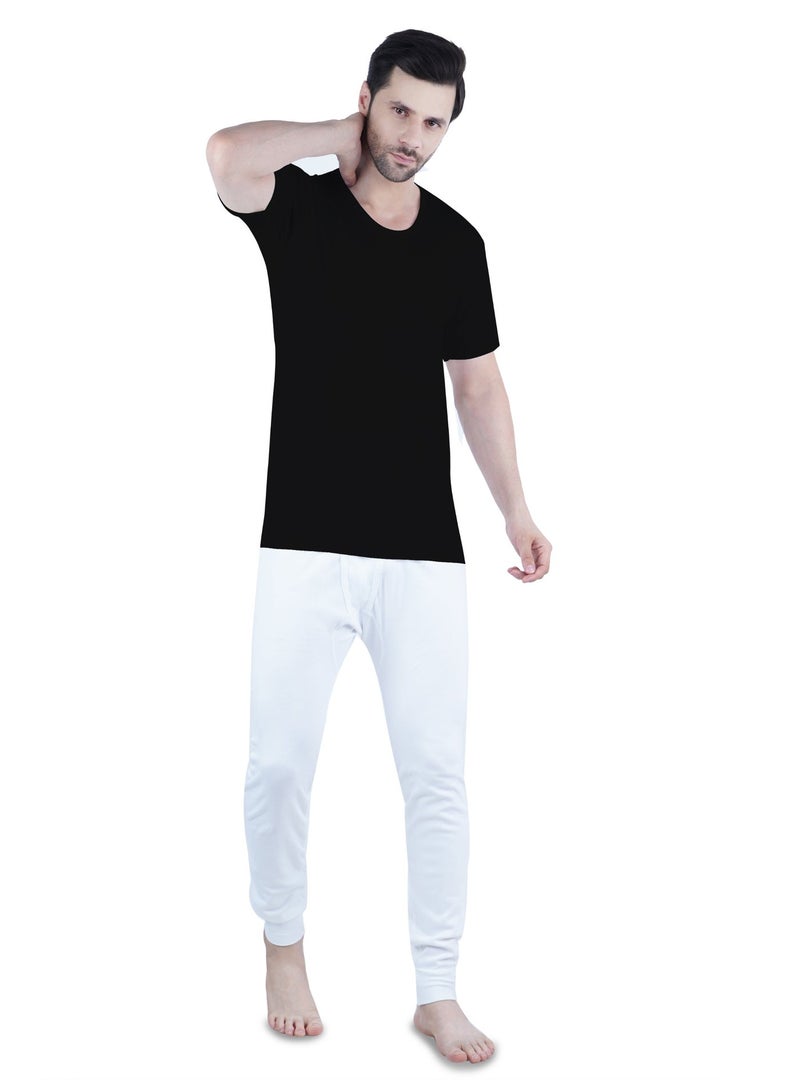 WHITE LEAF Men's U-Neck Undershirt Vest Half Sleeve 3PCS Pack – 100% Combed Cotton Breathable Comfortable Innerwear, BK/GYM/NV (WLUNSUG-05-S) - Image 3