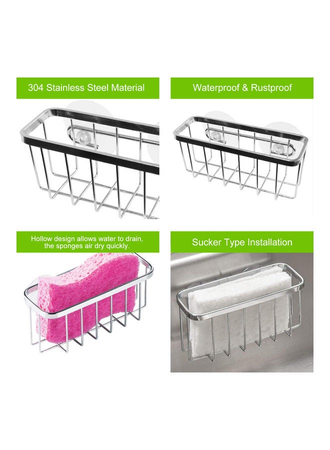 حامل إسفنجة المطبخ فضي 14.5x6.2x5.5سم - Image 3