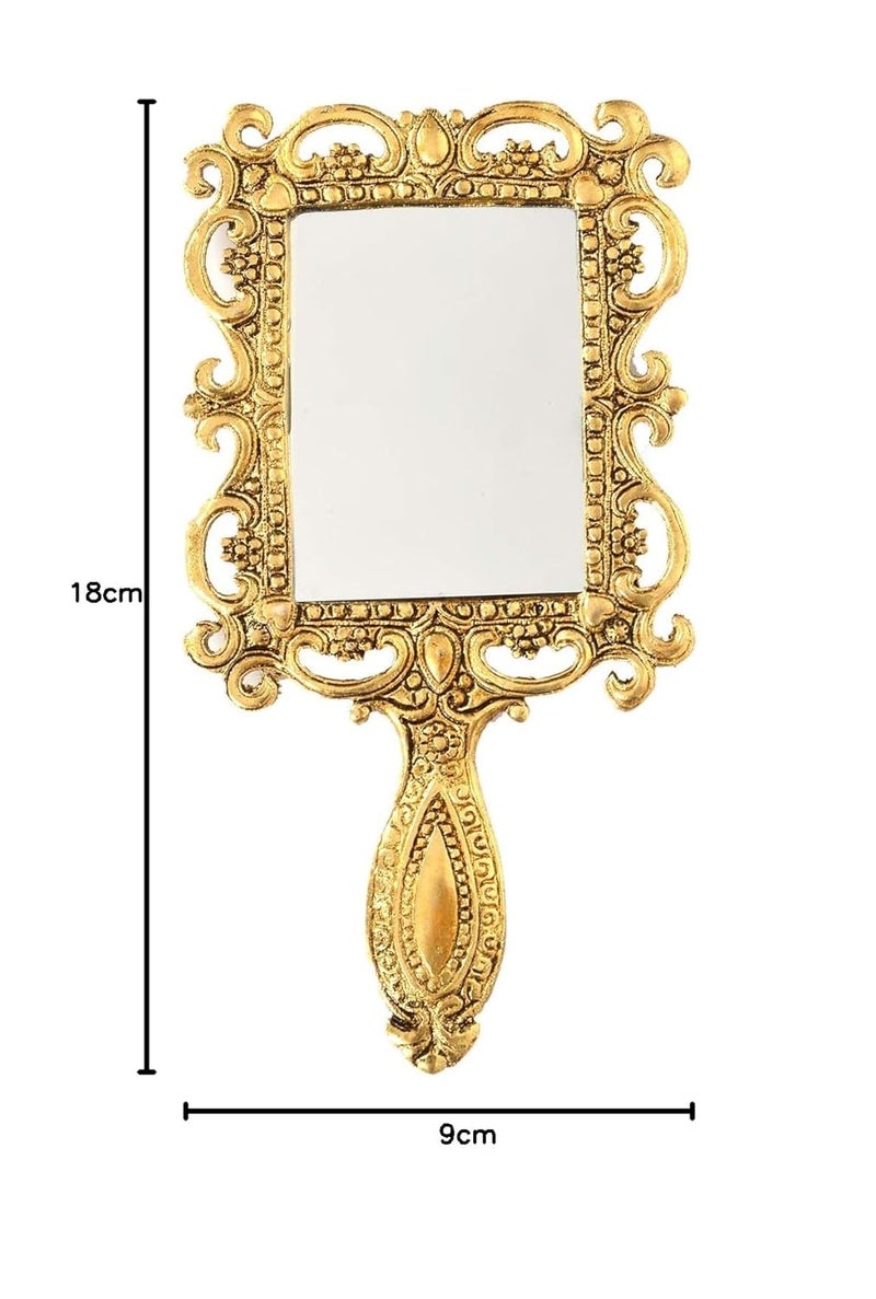 HOUZZPLUS Handicraft Metal Decorative Mirror Antique Hand Mirror for Ladies - Image 3