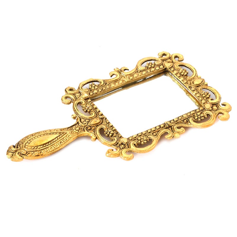 HOUZZPLUS Handicraft Metal Decorative Mirror Antique Hand Mirror for Ladies - Image 2