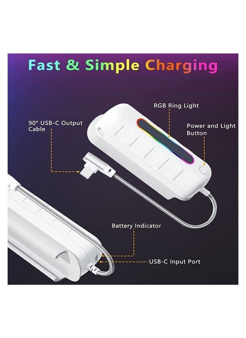 Rechargeable Battery Pack for Meta/Oculus Quest 2,RGB Light 5000mah 2, Ultra Lightweight Portable Charger Power, Extra 2-4 Hours of Playtime VR Accessories