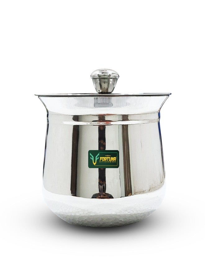 Fortuna Kitchenware 1500ml Heavy Gauge Dahi Handi/Curd Pot With Lid - Stainless Steel Utensils, Cookware & Serveware for Kitchen (Polish) - Image 1
