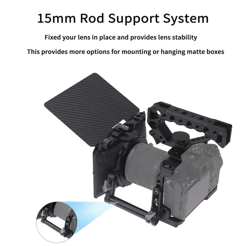 Foto4easy Mini Matte Box,Lightweight Matte Box 15mm Rod Support with Top Flag for DSLR Mirrorless Cameras,Compatible with 67mm/72mm/77mm/82mm Lenses,Supporting 4x4/4x5.65 Filters, Black - Image 5