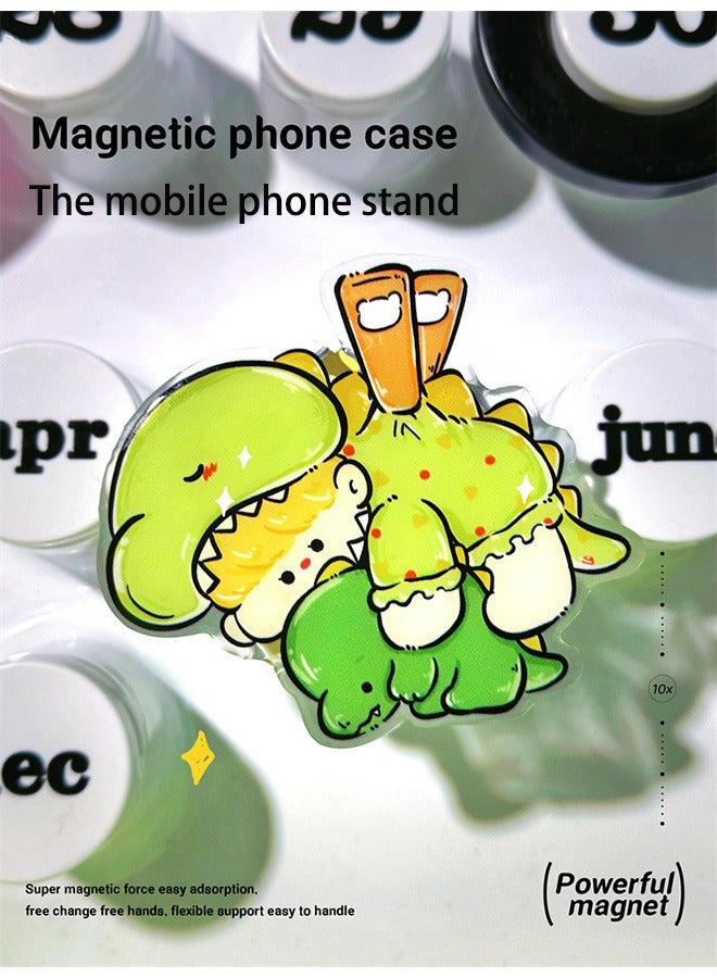 Compatible with iPhone 15 Pro Max Magnetic Case, Cute Dinosaur Boy Cartoon Graffiti Pattern with Magnetic Function Stand, Anti-Scratch Shockproof Protective Phone, Soft TPU Full Protective Cover - Image 3
