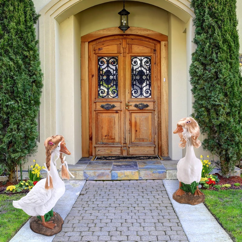 DECOHS 4 Pcs Porch Goose Wigs with Hair Clips, Cute Lawn Goose Statue Braid Wig, Porch Goose Outfits Costume for Outdoor Garden Patio Yard Goosey Decoration - Image 5