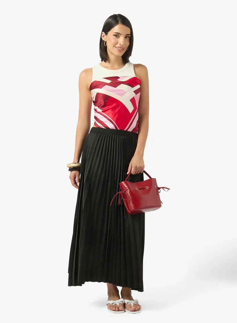 Ginger Metallic Pleated Maxi Skirt