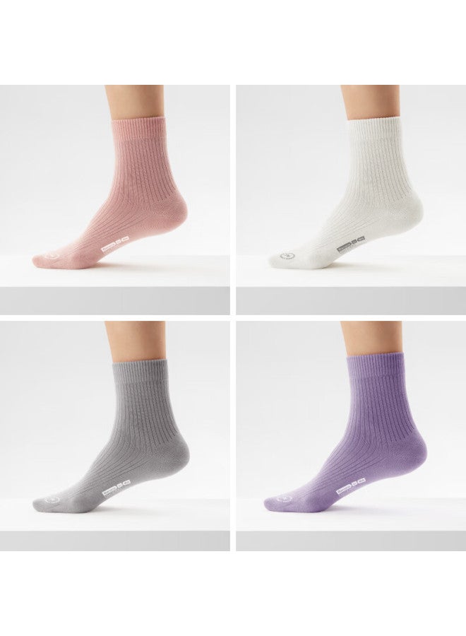 Bananain Silver Skin 311s Women's Socks, 7a Antibacterial Deodorant, Xinjiang Combed Cotton Ribbed All-season Mid-calf Socks, 5 Pairs - Image 2