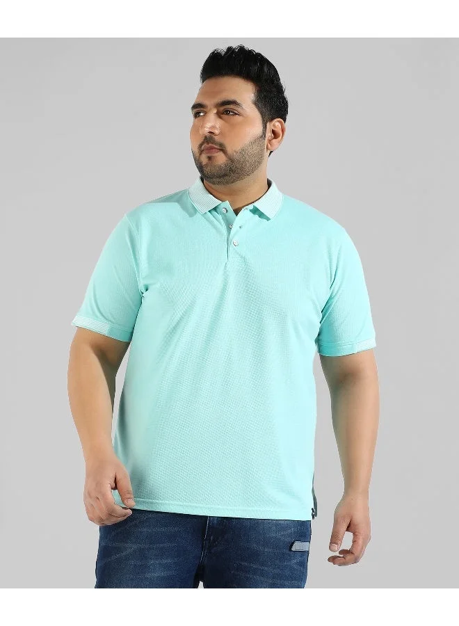 Instafab Plus Men's Light Blue Solid Regular Fit  Casual T-Shirt