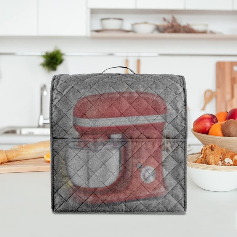 Zbeiur غطاء خلاط قائم متوافق مع خلاط Kitchenaid، يناسب جميع موديلات الرأس المائل ورفع الوعاء مع حقيبة تنظيم 3 للإكسسوارات. مع مقبض، مقاوم للماء، سهل التنظيف (رمادي، لرفع الوعاء 5-8 كوارت) - Image 4