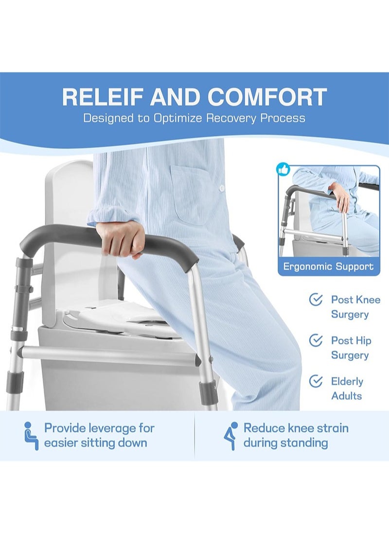 Aikanbo Toilet Safety Rail Adjustable Detachable Toilet Safety Frame with Handles Heavy Duty Toilet Safety Rails Stand Alone Toilet Safety Rails for Elderly Handicapped Fits Most Toilets  - Image 2