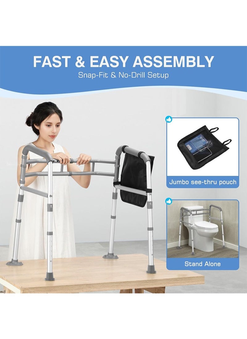 Aikanbo Toilet Safety Rail Adjustable Detachable Toilet Safety Frame with Handles Heavy Duty Toilet Safety Rails Stand Alone Toilet Safety Rails for Elderly Handicapped Fits Most Toilets  - Image 3