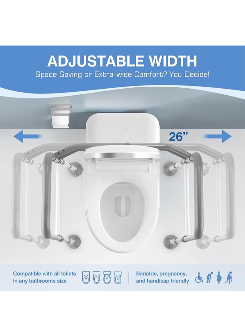 Aikanbo Toilet Safety Rail Adjustable Detachable Toilet Safety Frame with Handles Heavy Duty Toilet Safety Rails Stand Alone Toilet Safety Rails for Elderly Handicapped Fits Most Toilets  - Image 5
