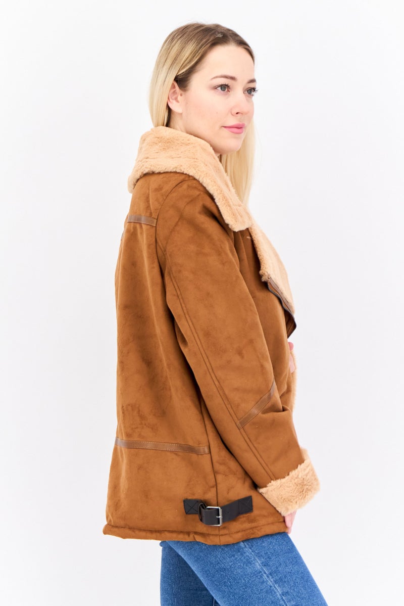 STEVE MADDEN Women Solid Soft Shell Jacket, Brown - Image 2