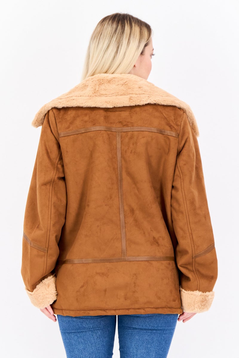 STEVE MADDEN Women Solid Soft Shell Jacket, Brown - Image 3