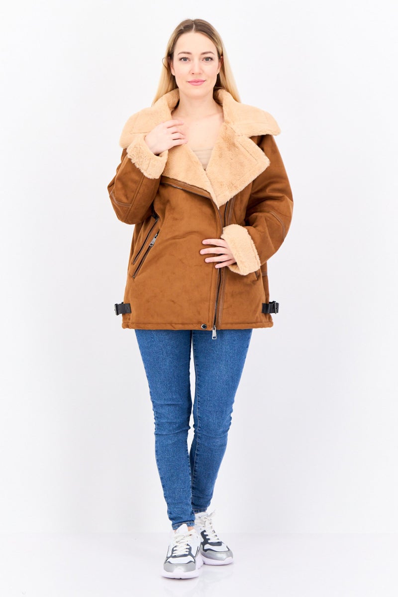 STEVE MADDEN Women Solid Soft Shell Jacket, Brown - Image 4