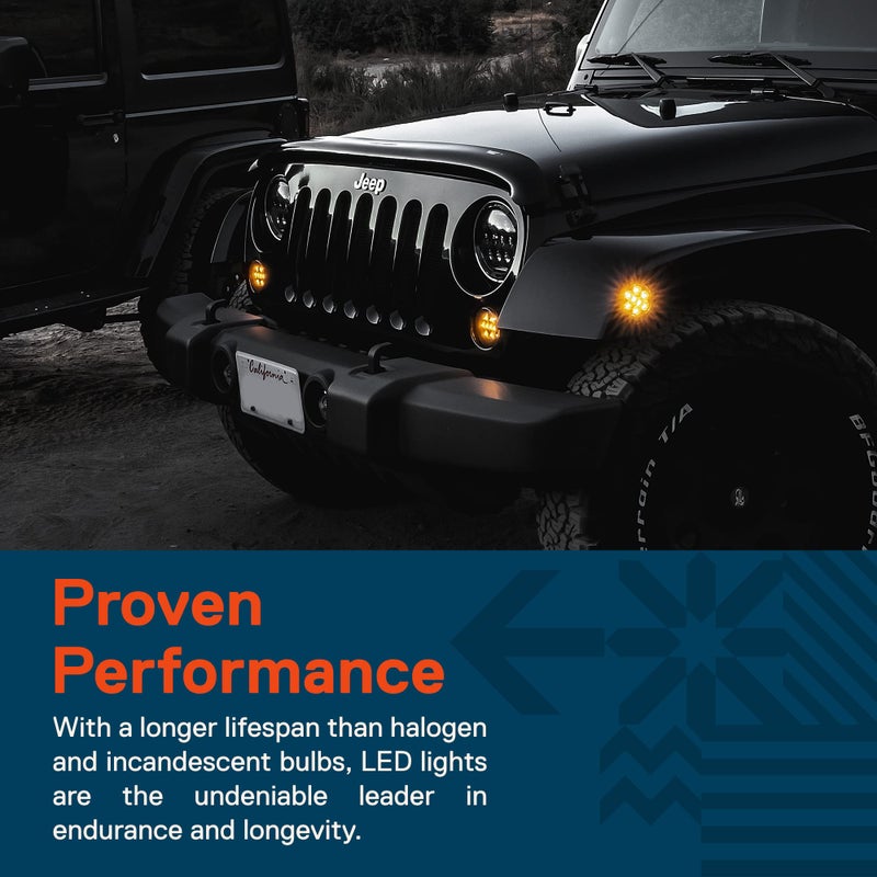 ONLINE LED STORE TRUE MODS Front LED Turn Signal & Side Marker Light Replacement for Jeep Wrangler [Smoked Lens] [Amber] LED Light Kit Compatible with 2007-2018 Jeep Wrangler JK (07-18) & Unlimited JKU Accessories - Image 5