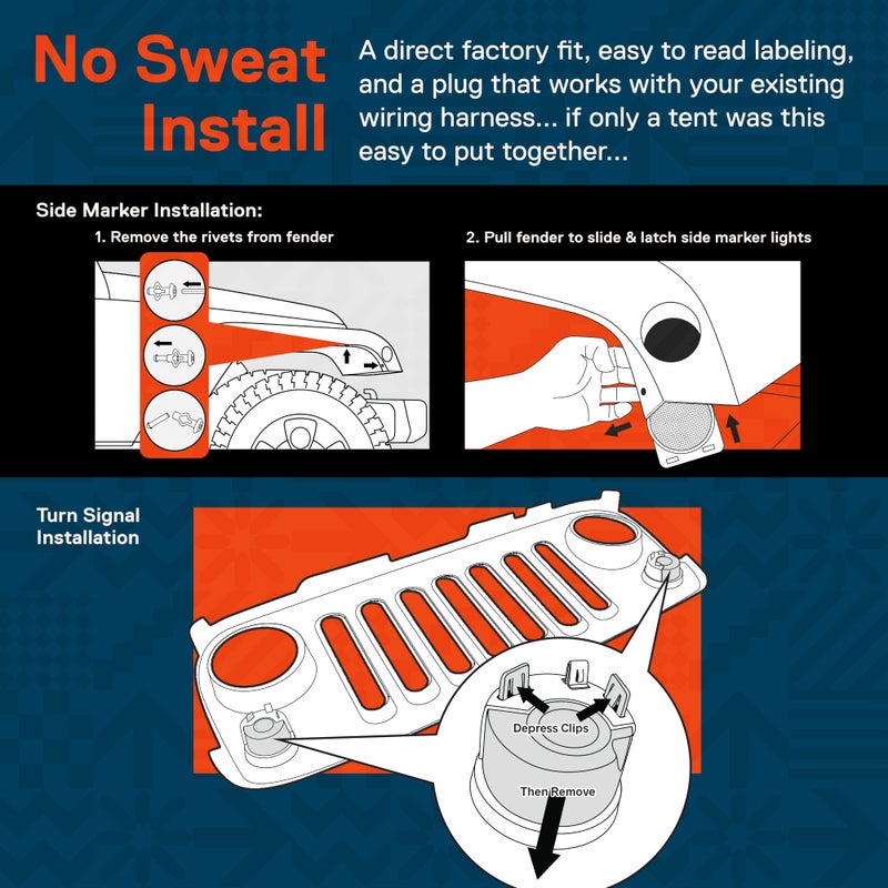 ONLINE LED STORE TRUE MODS Front LED Turn Signal & Side Marker Light Replacement for Jeep Wrangler [Smoked Lens] [Amber] LED Light Kit Compatible with 2007-2018 Jeep Wrangler JK (07-18) & Unlimited JKU Accessories - Image 4