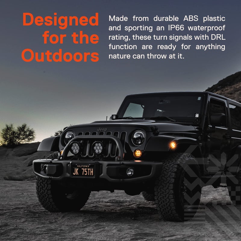 ONLINE LED STORE TRUE MODS Front LED Turn Signal & Side Marker Light Replacement for Jeep Wrangler [Smoked Lens] [Amber] LED Light Kit Compatible with 2007-2018 Jeep Wrangler JK (07-18) & Unlimited JKU Accessories - Image 2