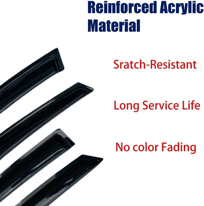 Puermto Side Window Wind Deflector Set for 2011-2020 Jeep Grand Cherokee - 4pcs Dark Smoke Rain Guards - Image 3