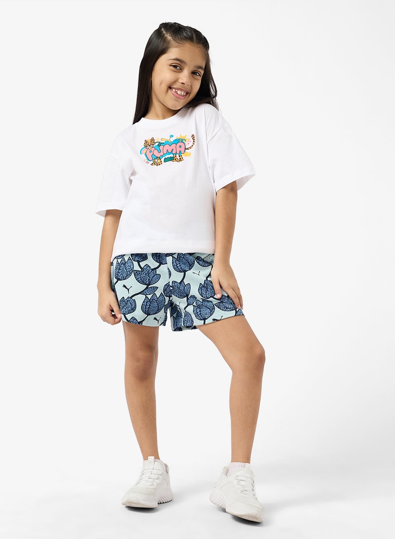 بوما شورت بلوسوم أساسي مزين بطبعة للأطفال - Image 1