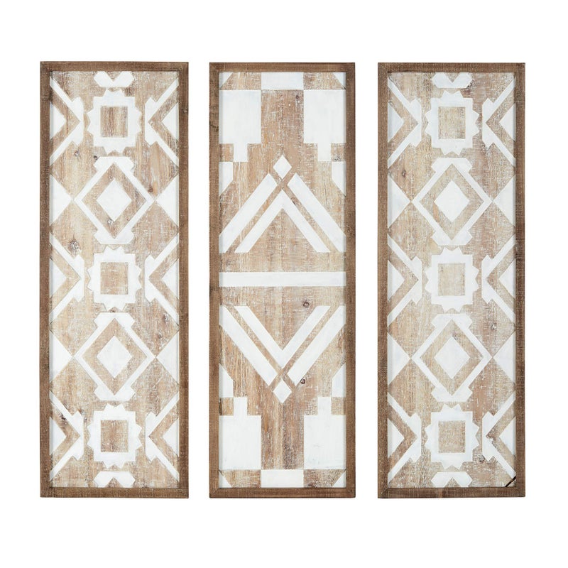 madison park Madison Park Wall Art Living Room Dcor  Geometric Design Natural Wooden Frame Home Accent Bathroom Decoration Ready to Hang Panels for Bedroom 126W x 3681H x 118D Natural 3 Piece 