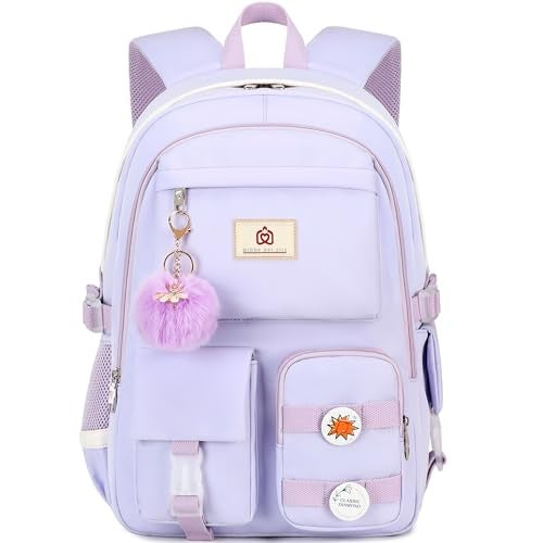 Hidds Laptop Backpacks 15.6 Inch College Backpack Elementary Middle High School Bag Large Cute Bookbags Anti Theft Travel Back Pack Casual Daypack Kids Book Bag for Teens Girls Women Students-Purple - Image 1