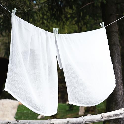 Bacati Set of 4 Muslin Swaddling Blankets, Solid White - Image 3