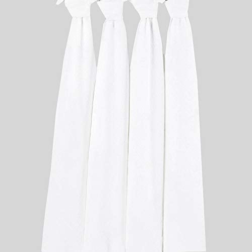Bacati Set of 4 Muslin Swaddling Blankets, Solid White - Image 5