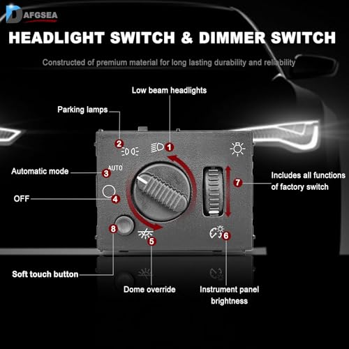 DAFGSEA Headlight Switch Headlamp Dimmer Switch Compatible with 2003-2006 Chevy Silverado, Suburban, Tahoe, GMC Sierra, Yukon, Cadillac Escalade Replaces# 19381535, D1595G, 15194803 - Image 4